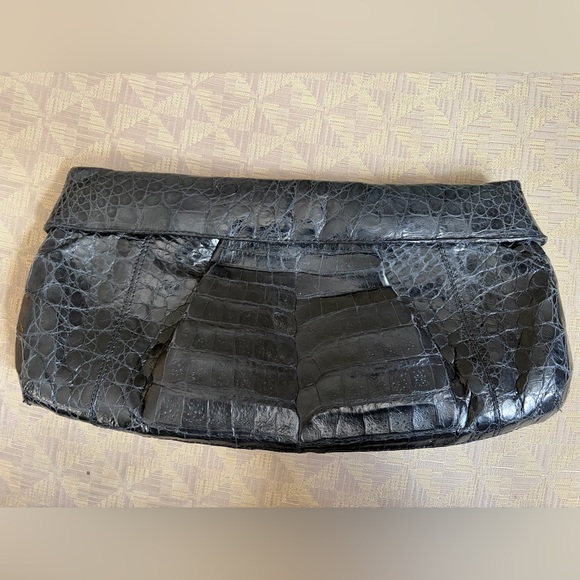 Nancy Gonzalez Handbags - Nancy Gonzalez Black Embossed Leather Clutch